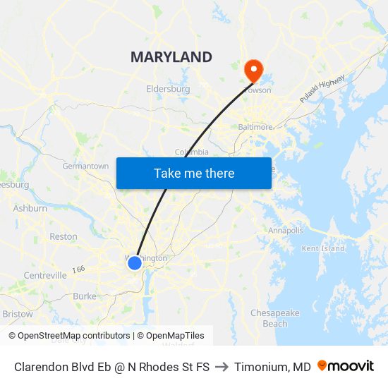 Clarendon Blvd Eb @ N Rhodes St FS to Timonium, MD map