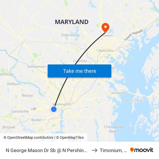 N George Mason Dr Sb @ N Pershing Dr Ns to Timonium, MD map