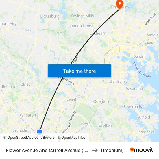 Flower Avenue And Carroll Avenue (Inbound) to Timonium, MD map