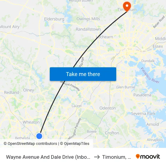 Wayne Avenue And Dale Drive (Inbound) to Timonium, MD map