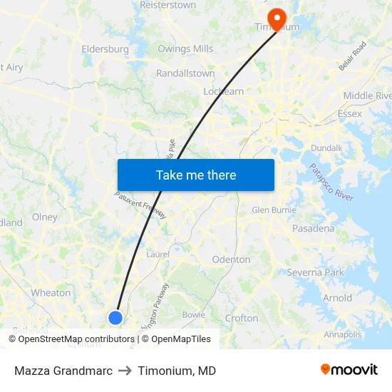 Mazza Grandmarc to Timonium, MD map