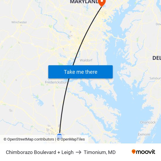 Chimborazo Boulevard + Leigh to Timonium, MD map