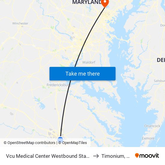 Vcu Medical Center Westbound Station to Timonium, MD map