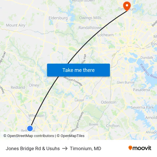 Jones Bridge Rd & Usuhs to Timonium, MD map