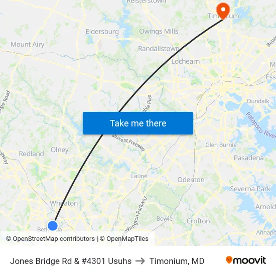 Jones Bridge Rd & #4301 Usuhs to Timonium, MD map