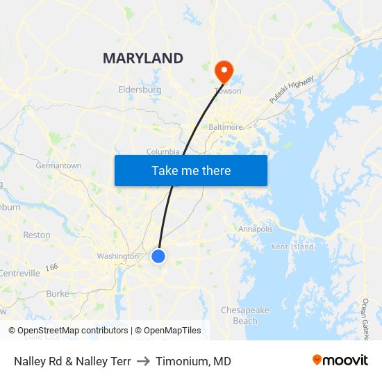 Nalley Rd & Nalley Terr to Timonium, MD map