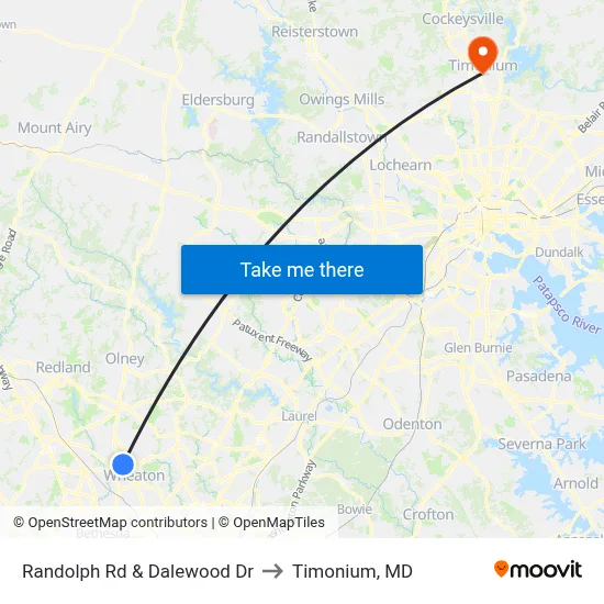 Randolph Rd & Dalewood Dr to Timonium, MD map