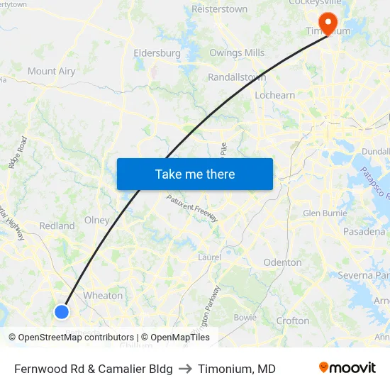 Fernwood Rd & Camalier Bldg to Timonium, MD map