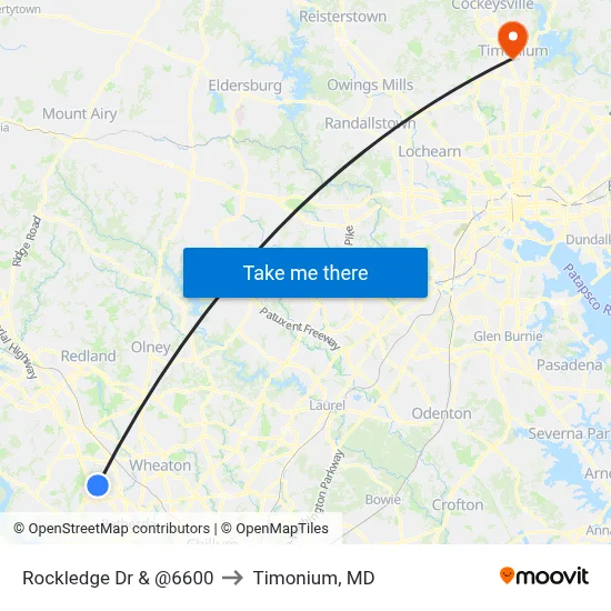 Rockledge Dr & @6600 to Timonium, MD map