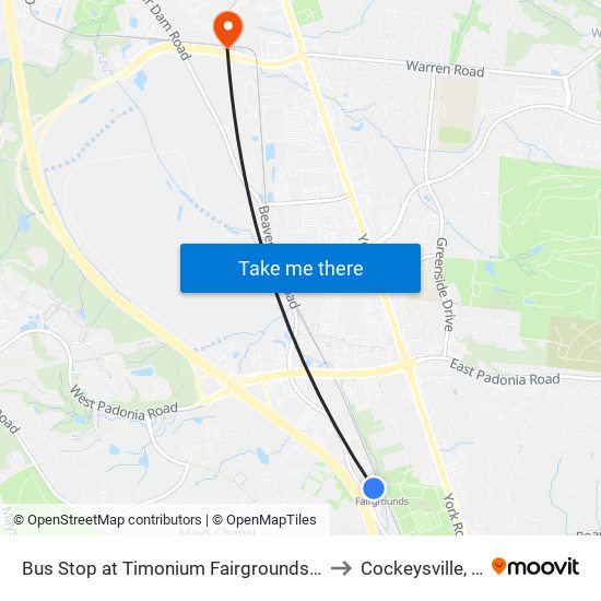 Bus Stop at Timonium Fairgrounds Light Rail Station Sb to Cockeysville, Maryland map