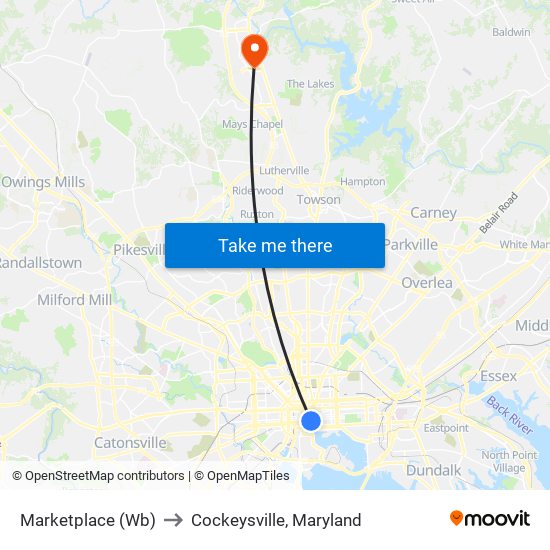 Marketplace (Wb) to Cockeysville, Maryland map