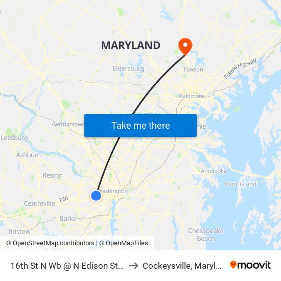 16th St N Wb @ N Edison St Ns to Cockeysville, Maryland map