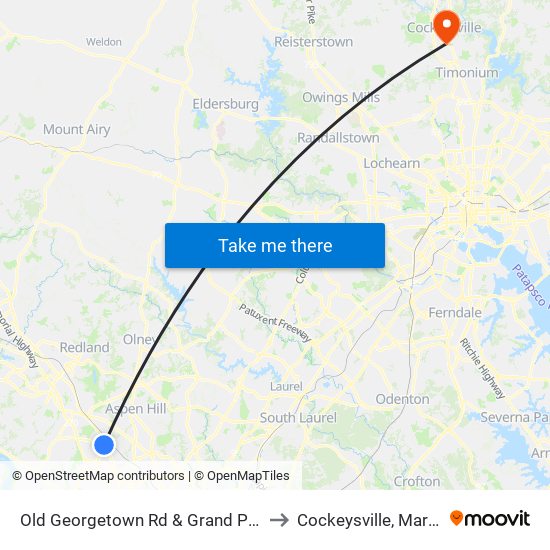 Old Georgetown Rd & Grand Park Ave to Cockeysville, Maryland map