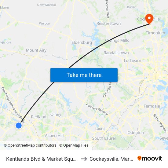 Kentlands Blvd & Market Square Ent to Cockeysville, Maryland map