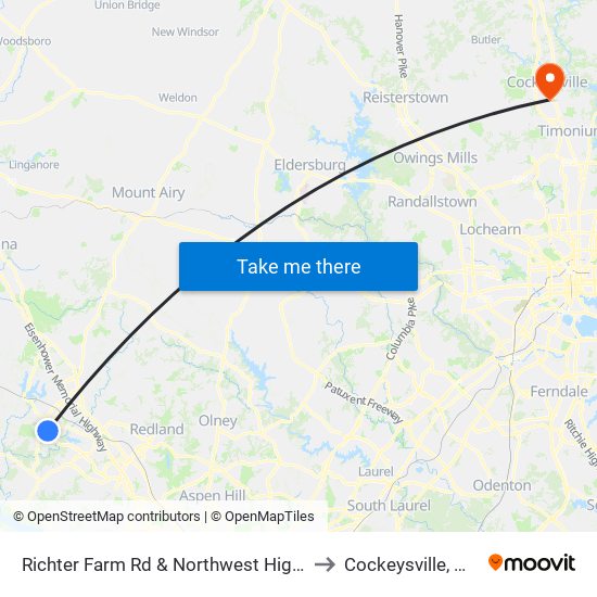 Richter Farm Rd & Northwest High School Enter to Cockeysville, Maryland map