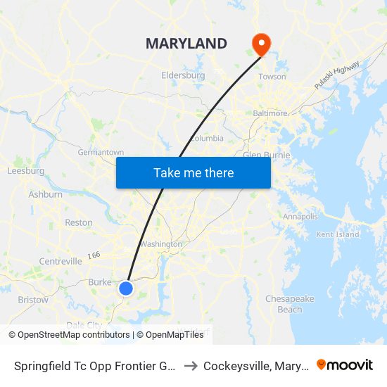 Springfield Tc Opp Frontier Garage to Cockeysville, Maryland map