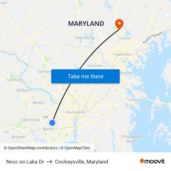 Nvcc on Lake Dr to Cockeysville, Maryland map