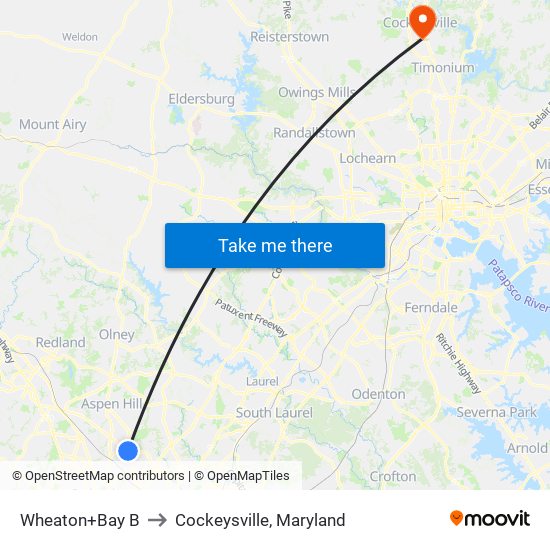 Wheaton+Bay B to Cockeysville, Maryland map