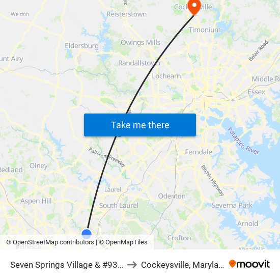 Seven Springs Village & #9308 to Cockeysville, Maryland map