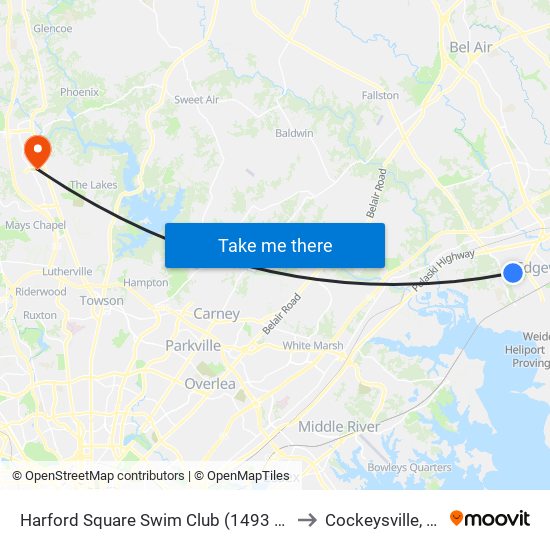 Harford Square Swim Club (1493 Harford Square Dr) to Cockeysville, Maryland map