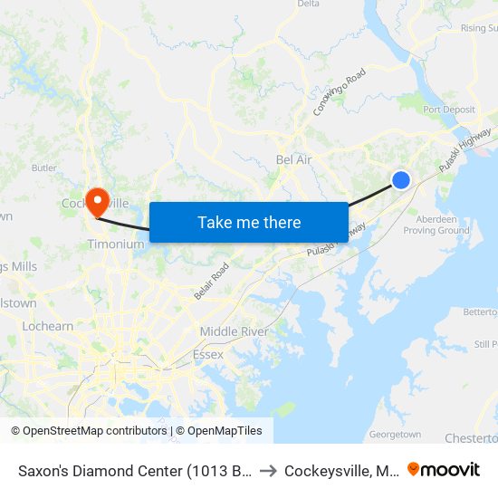 Saxon's  Diamond Center (1013 Beards Hill Rd) to Cockeysville, Maryland map