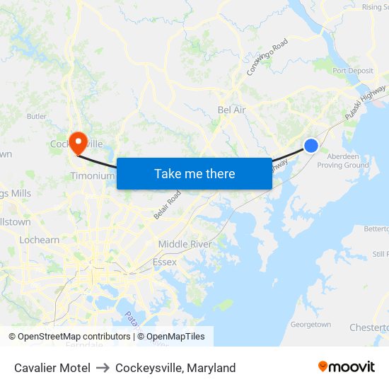 Cavalier Motel to Cockeysville, Maryland map