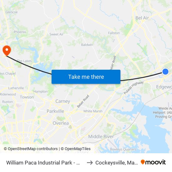 William Paca Industrial Park - Westbound to Cockeysville, Maryland map