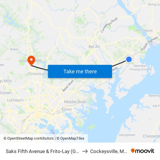 Saks Fifth Avenue & Frito-Lay (Guard Shack) to Cockeysville, Maryland map