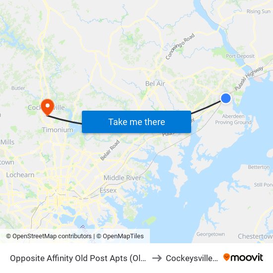 Opposite Affinity Old Post Apts (Old Post Rd & Michael La) to Cockeysville, Maryland map