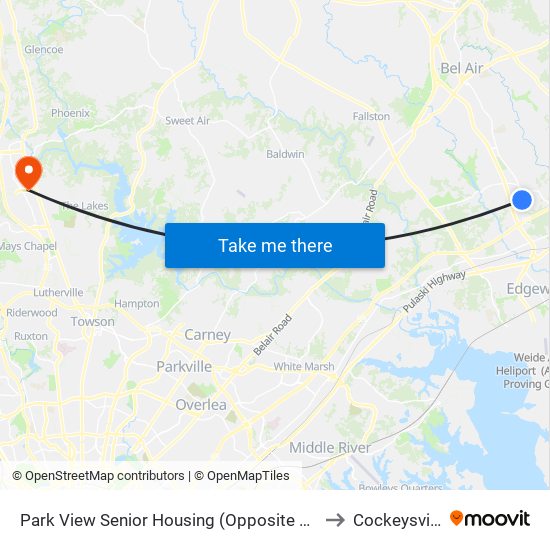 Park View Senior Housing  (Opposite Near Box Hill S Pwky & Merchant Blvd) to Cockeysville, Maryland map