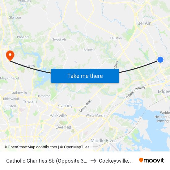 Catholic Charities Sb (Opposite 3001 St. Clair Ln) to Cockeysville, Maryland map