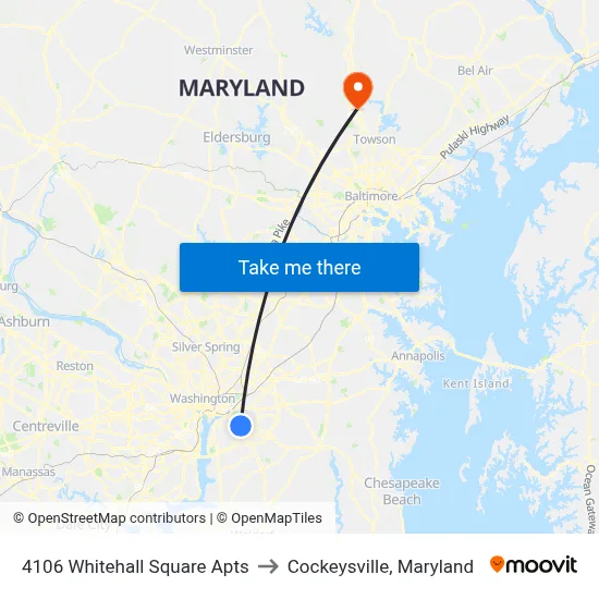 4106 Whitehall Square Apts to Cockeysville, Maryland map