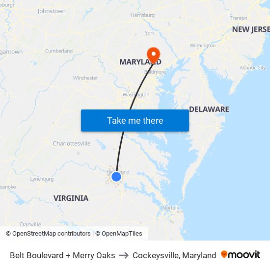 Belt Boulevard + Merry Oaks to Cockeysville, Maryland map