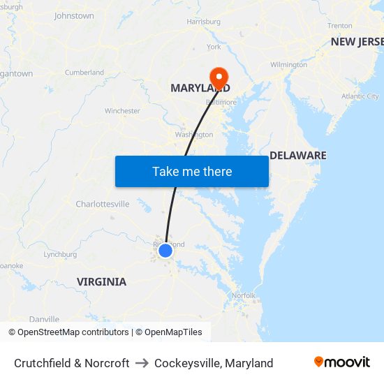 Crutchfield & Norcroft to Cockeysville, Maryland map