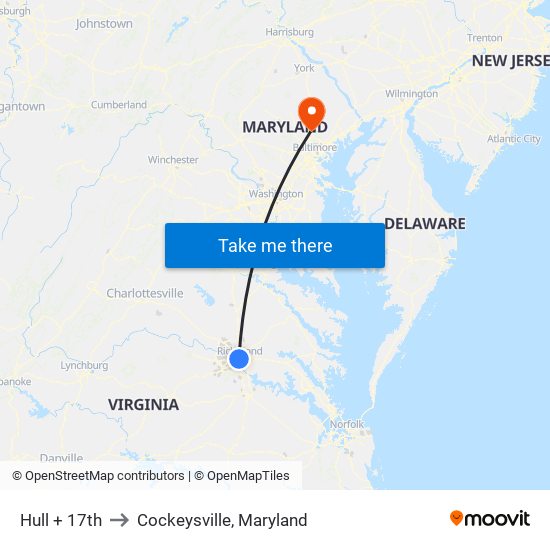 Hull + 17th to Cockeysville, Maryland map