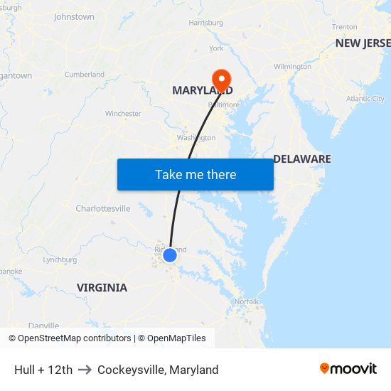 Hull + 12th to Cockeysville, Maryland map