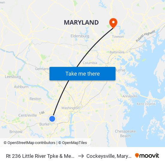 Rt 236 Little River Tpke & Medford to Cockeysville, Maryland map