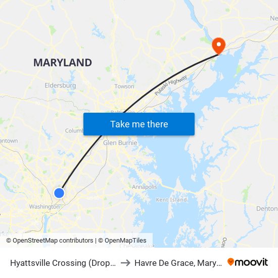 Hyattsville Crossing (Drop-Off) to Havre De Grace, Maryland map