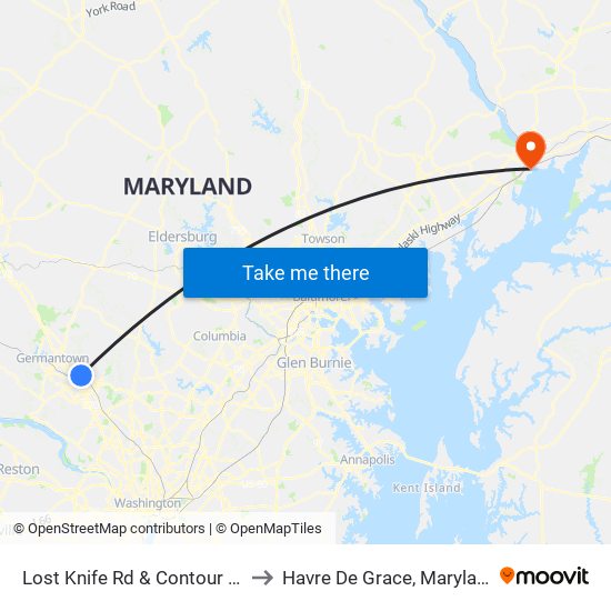 Lost Knife Rd & Contour Rd to Havre De Grace, Maryland map