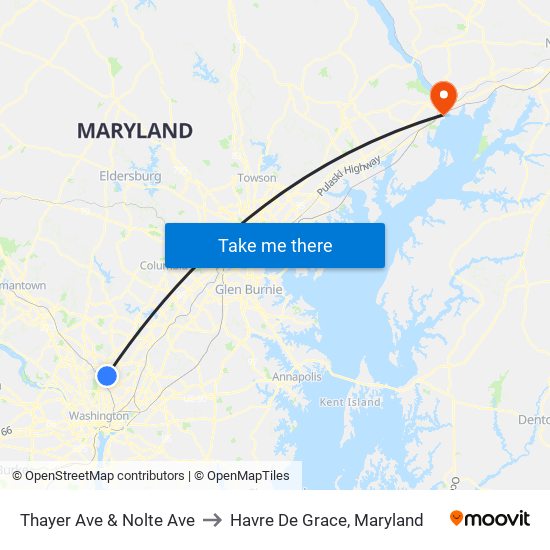 Thayer Ave & Nolte Ave to Havre De Grace, Maryland map