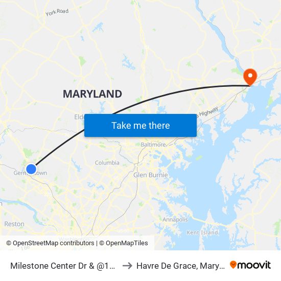 Milestone Center Dr & @12450 to Havre De Grace, Maryland map