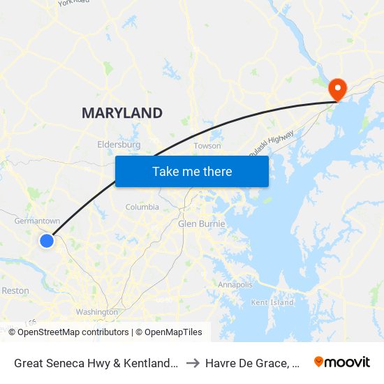 Great Seneca Hwy & Kentlands Square Sc to Havre De Grace, Maryland map