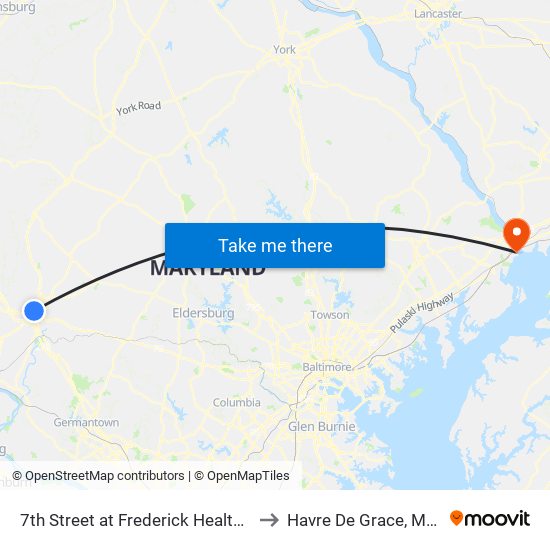 7th Street at Frederick Health Hospital to Havre De Grace, Maryland map