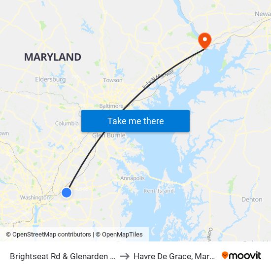 Brightseat Rd & Glenarden Pkwy to Havre De Grace, Maryland map