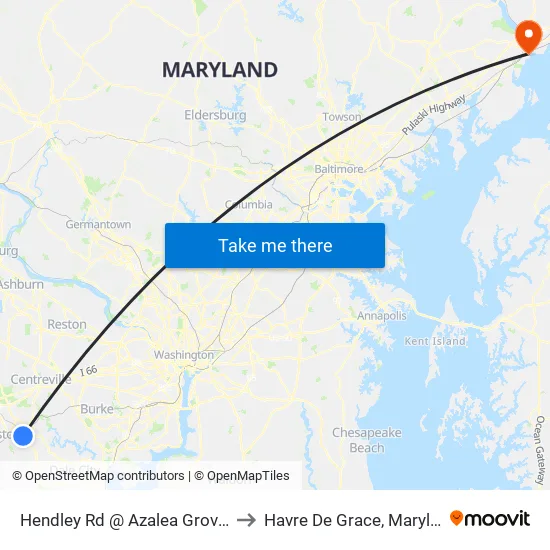 Hendley Rd @ Azalea Grove Dr to Havre De Grace, Maryland map