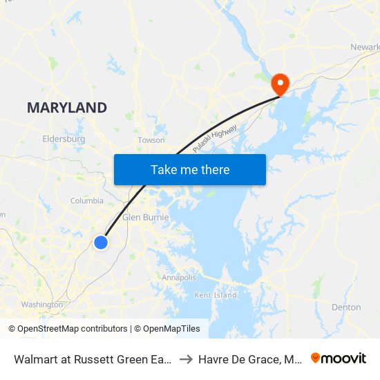 Walmart at Russett Green East - Laurel to Havre De Grace, Maryland map