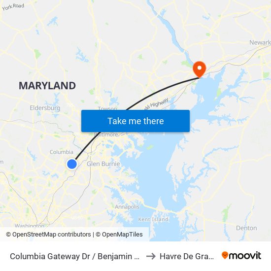 Columbia Gateway Dr / Benjamin Franklin Dr (Southbound) to Havre De Grace, Maryland map