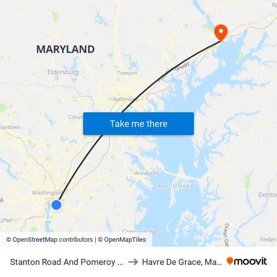 Stanton Road And Pomeroy Road SE to Havre De Grace, Maryland map