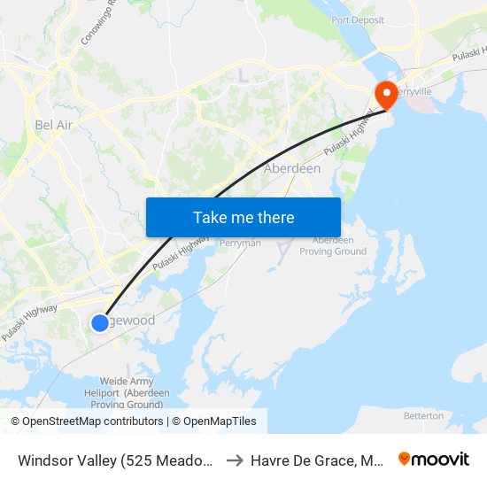 Windsor Valley (525 Meadowood Dr) to Havre De Grace, Maryland map