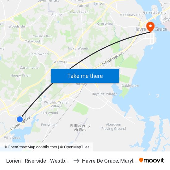 Lorien - Riverside - Westbound to Havre De Grace, Maryland map